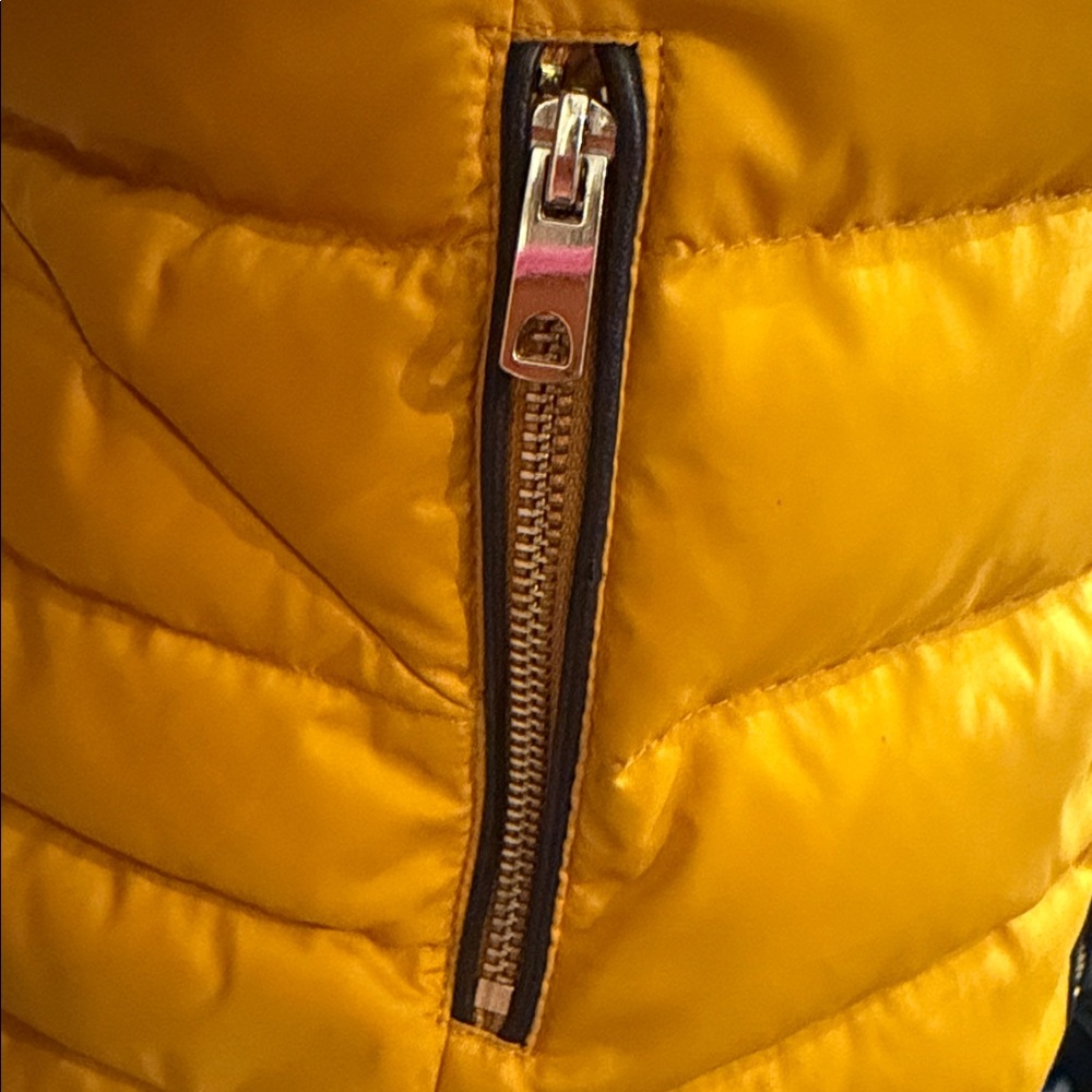 4X HP! 🌈 ZARA winter puffer coat, faux fur, removable hood mustard size sm - Picture 7 of 15